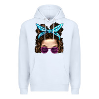 White Messy Bun Mom And Pink Leopard Sunglasses Premium Hoodie - BundleAndBundleShop