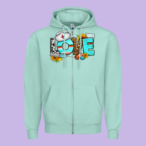 Love Nurse Western Zipper Hoodie Designed By Bundleandbundleshop