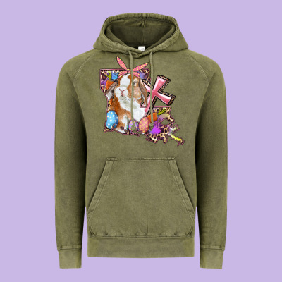 Vintage Hoodie Louisiana Map Easter Bunny And Cross