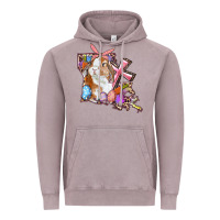 Vintage Zinc Louisiana Map Easter Bunny And Cross Vintage Hoodie - RanaPortraitStore