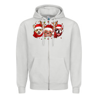 Dove Grey christmas dogs corgi chihuahua frenchie Zipper Hoodie - Jasminsmagicworld