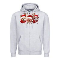 Heather Grey christmas dogs corgi chihuahua frenchie Zipper Hoodie - Jasminsmagicworld