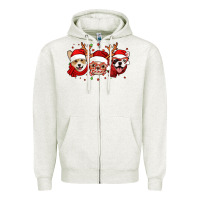 Oatmeal Heather christmas dogs corgi chihuahua frenchie Zipper Hoodie - Jasminsmagicworld