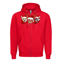 Red christmas dogs corgi chihuahua frenchie Zipper Hoodie - Jasminsmagicworld