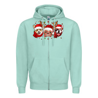 Seafoam christmas dogs corgi chihuahua frenchie Zipper Hoodie - Jasminsmagicworld