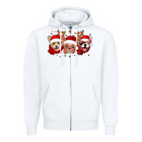 White christmas dogs corgi chihuahua frenchie Zipper Hoodie - Jasminsmagicworld