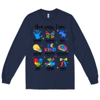 Navy god says i am autism Long Sleeve Tee - JahusDesignShop