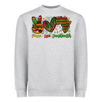 Heather Grey peace love juneteenth Heavyweight Sweatshirt - Zillion Design Studio