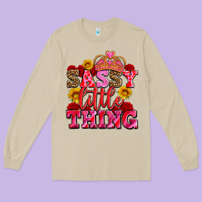 Sassy Little Thing With Crown Long Sleeve Tee Designed By Adodesignshop