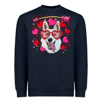 Navy valentine's day  white shepherd Heavyweight Sweatshirt - RanaPortraitStore