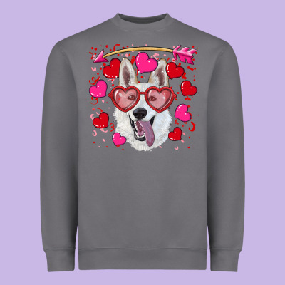 Heavyweight Sweatshirt valentine's day  white shepherd