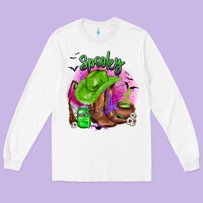 Spooky Cowgirl  Halloween Long Sleeve Tee Designed By Adodesignshop