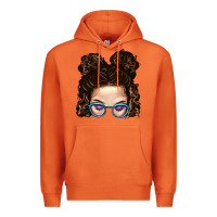 Carrot Messy Bun Mom And Glitter Glasses Premium Hoodie - BundleAndBundleShop