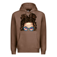 Chestnut Messy Bun Mom And Glitter Glasses Premium Hoodie - BundleAndBundleShop