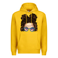 Lemon Messy Bun Mom And Glitter Glasses Premium Hoodie - BundleAndBundleShop