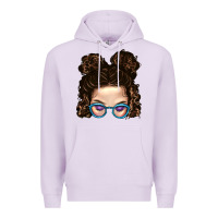 Lilac Messy Bun Mom And Glitter Glasses Premium Hoodie - BundleAndBundleShop