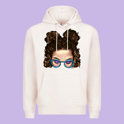 Messy Bun Mom And Glitter Glasses Premium Hoodie Designed By Bundleandbundleshop