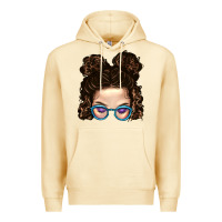 Pina Colada Messy Bun Mom And Glitter Glasses Premium Hoodie - BundleAndBundleShop