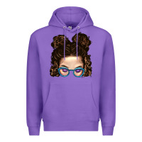Purple Messy Bun Mom And Glitter Glasses Premium Hoodie - BundleAndBundleShop