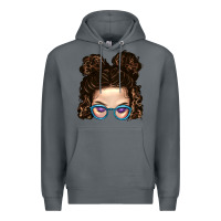 Rock Messy Bun Mom And Glitter Glasses Premium Hoodie - BundleAndBundleShop