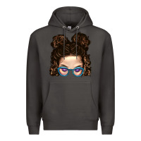 Smoke Messy Bun Mom And Glitter Glasses Premium Hoodie - BundleAndBundleShop