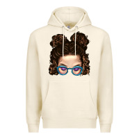 Tofu Messy Bun Mom And Glitter Glasses Premium Hoodie - BundleAndBundleShop