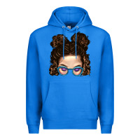 True Royal Messy Bun Mom And Glitter Glasses Premium Hoodie - BundleAndBundleShop