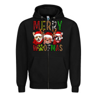 Black merry woofmas dogs Zipper Hoodie - Jasminsmagicworld