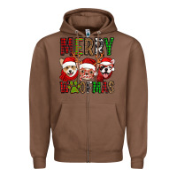 Chestnut merry woofmas dogs Zipper Hoodie - Jasminsmagicworld