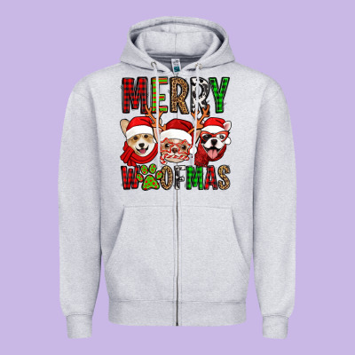 Merry Woofmas Dogs Zipper Hoodie Designed By Jasminsmagicworld
