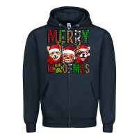 Navy merry woofmas dogs Zipper Hoodie - Jasminsmagicworld