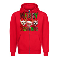 Red merry woofmas dogs Zipper Hoodie - Jasminsmagicworld