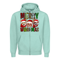 Seafoam merry woofmas dogs Zipper Hoodie - Jasminsmagicworld