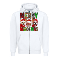 White merry woofmas dogs Zipper Hoodie - Jasminsmagicworld