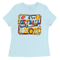 Baby Blue its a softball kinda day Ladies Tee - AdoDesignShop