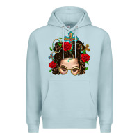 Blue Mist Messy Bun Mom Faith And Rose Premium Hoodie - BundleAndBundleShop