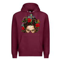 Burgundy Messy Bun Mom Faith And Rose Premium Hoodie - BundleAndBundleShop