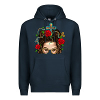 Navy Messy Bun Mom Faith And Rose Premium Hoodie - BundleAndBundleShop