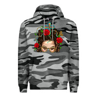 Slate Camo Messy Bun Mom Faith And Rose Premium Hoodie - BundleAndBundleShop