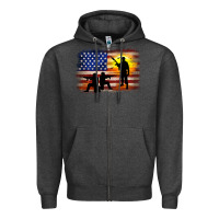 Charcoal Heather american flag soldier sunset Zipper Hoodie - JahusDesignShop