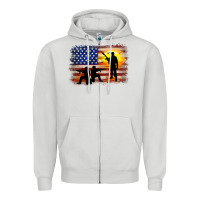 Dove Grey american flag soldier sunset Zipper Hoodie - JahusDesignShop