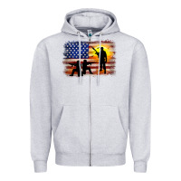 Heather Grey american flag soldier sunset Zipper Hoodie - JahusDesignShop