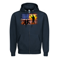 Navy american flag soldier sunset Zipper Hoodie - JahusDesignShop