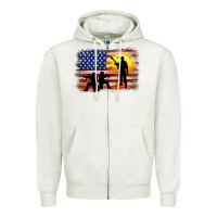 Oatmeal Heather american flag soldier sunset Zipper Hoodie - JahusDesignShop