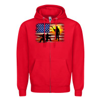 Red american flag soldier sunset Zipper Hoodie - JahusDesignShop