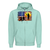 Seafoam american flag soldier sunset Zipper Hoodie - JahusDesignShop