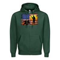 Sports Green american flag soldier sunset Zipper Hoodie - JahusDesignShop