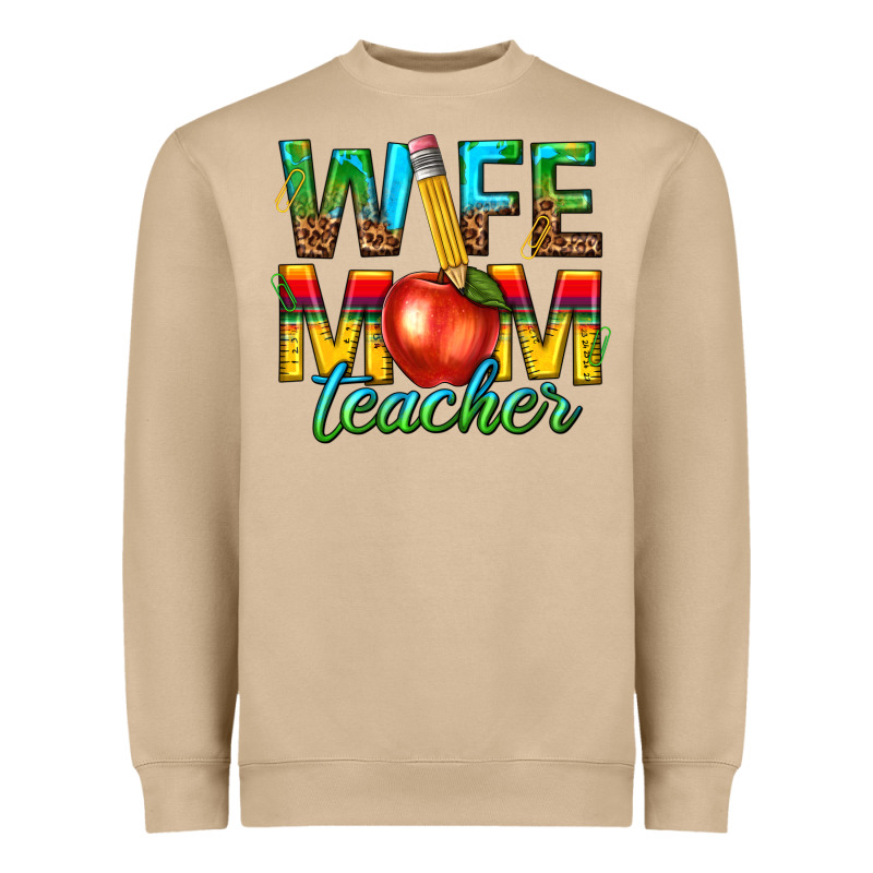 Wife Mom Teacher Heavyweight Sweatshirt by texasbilliewilder | Teevron