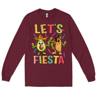 Burgundy let's fiesta taco Long Sleeve Tee - JahusDesignShop