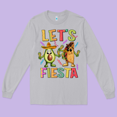 Let's Fiesta Taco Long Sleeve Tee Designed By Jahusdesignshop